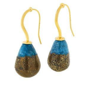 Colleen Lopez Gold-Plated Sterling Silver Nugget Copper Turquoise Earrings